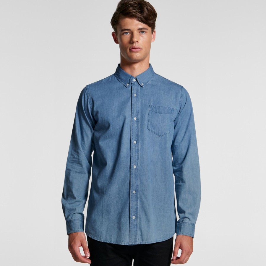 Men AS Colour Shirts & Polos | Mens Blue Denim Shirt - 5409 Denim Blue